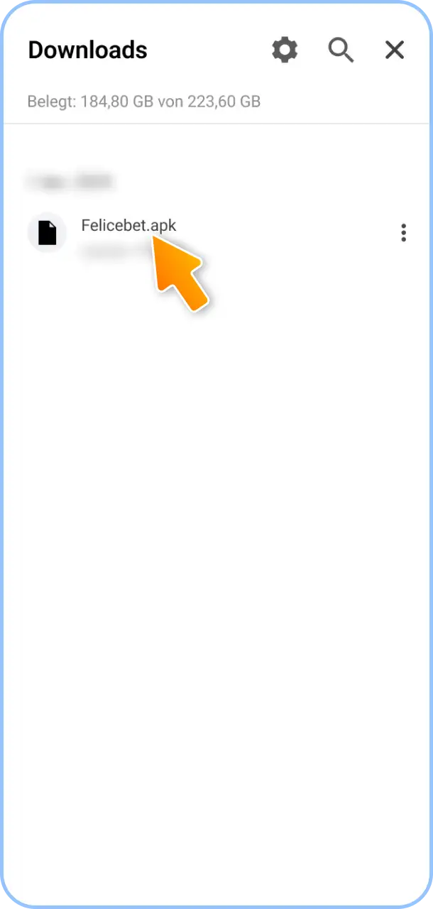 Öffne die heruntergeladene APK-Datei der Felicebet App auf Deinem Gerät.