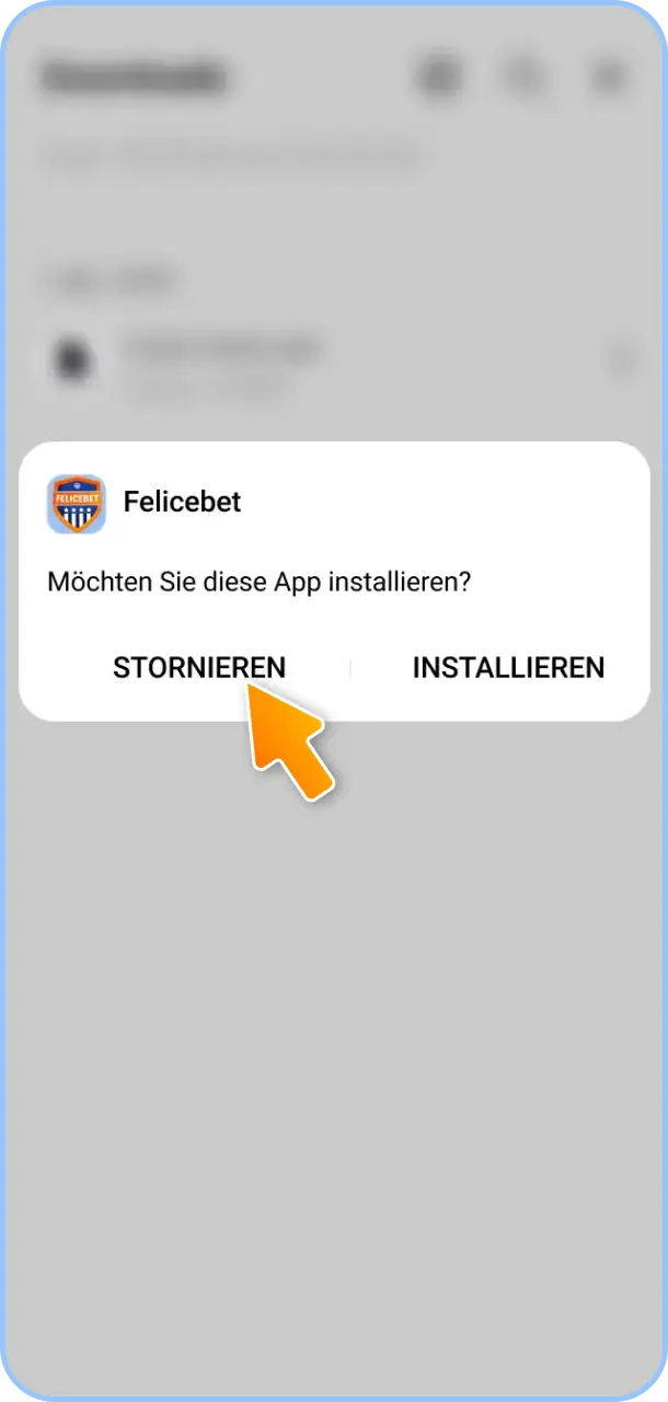 Bestätige die Installation der Felicebet App auf Deinem Smartphone.