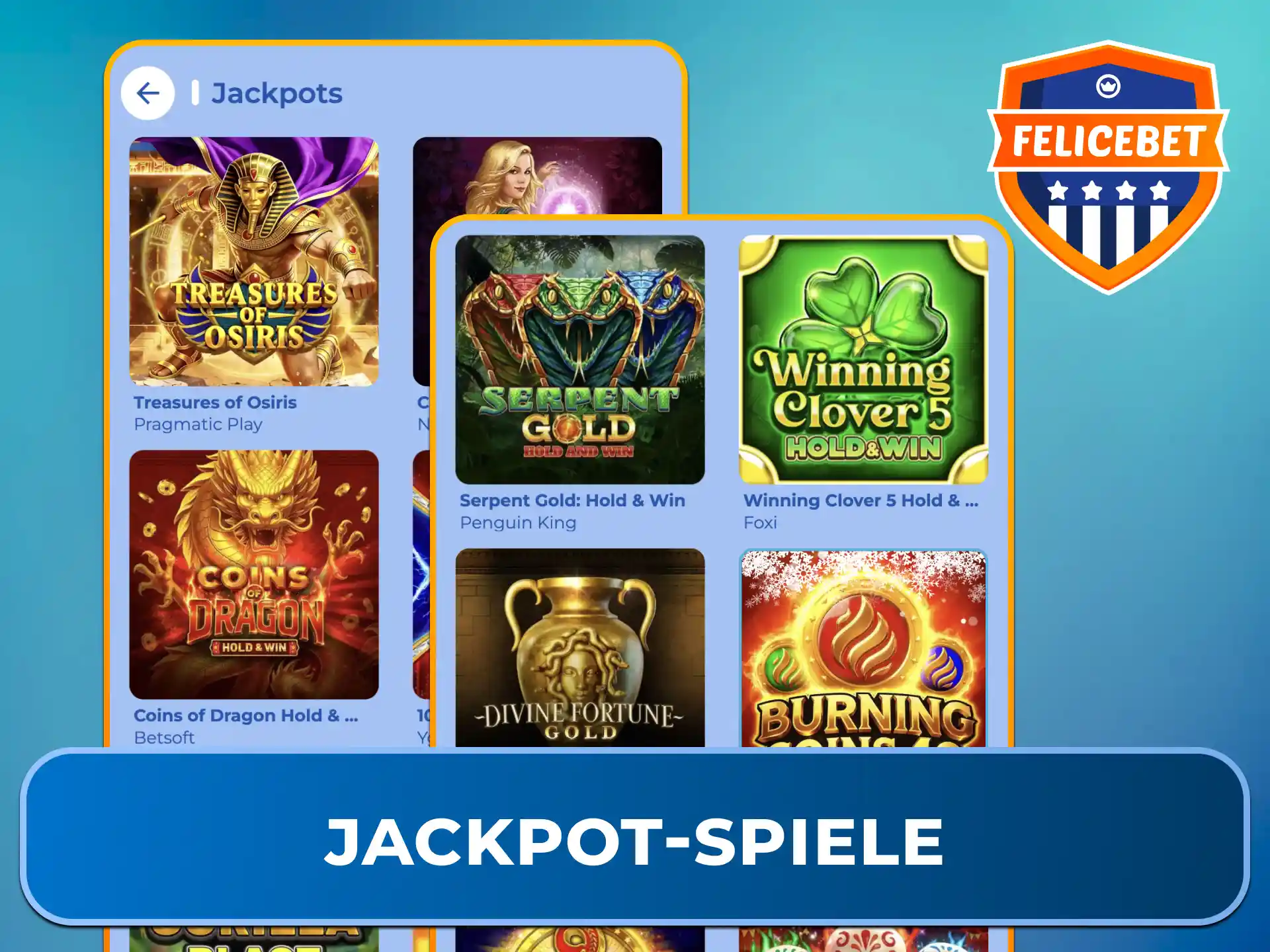 Jagd nach riesigen Gewinnen bei fantastischen Jackpot-Spielen in der Felicebet App.