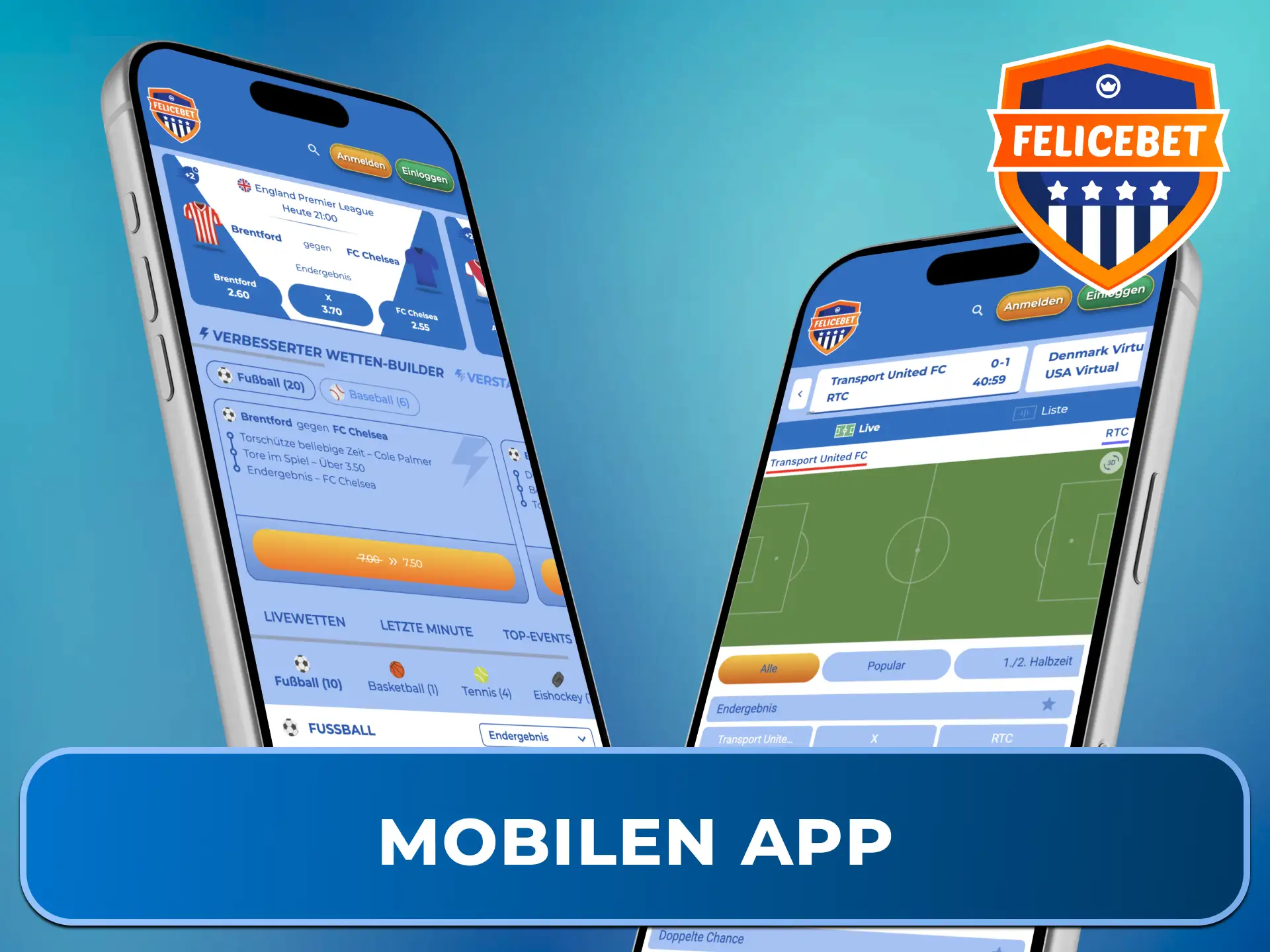 Nutze alle praktischen Sportwetten-Funktionen bequem von unterwegs in der Felicebet App.