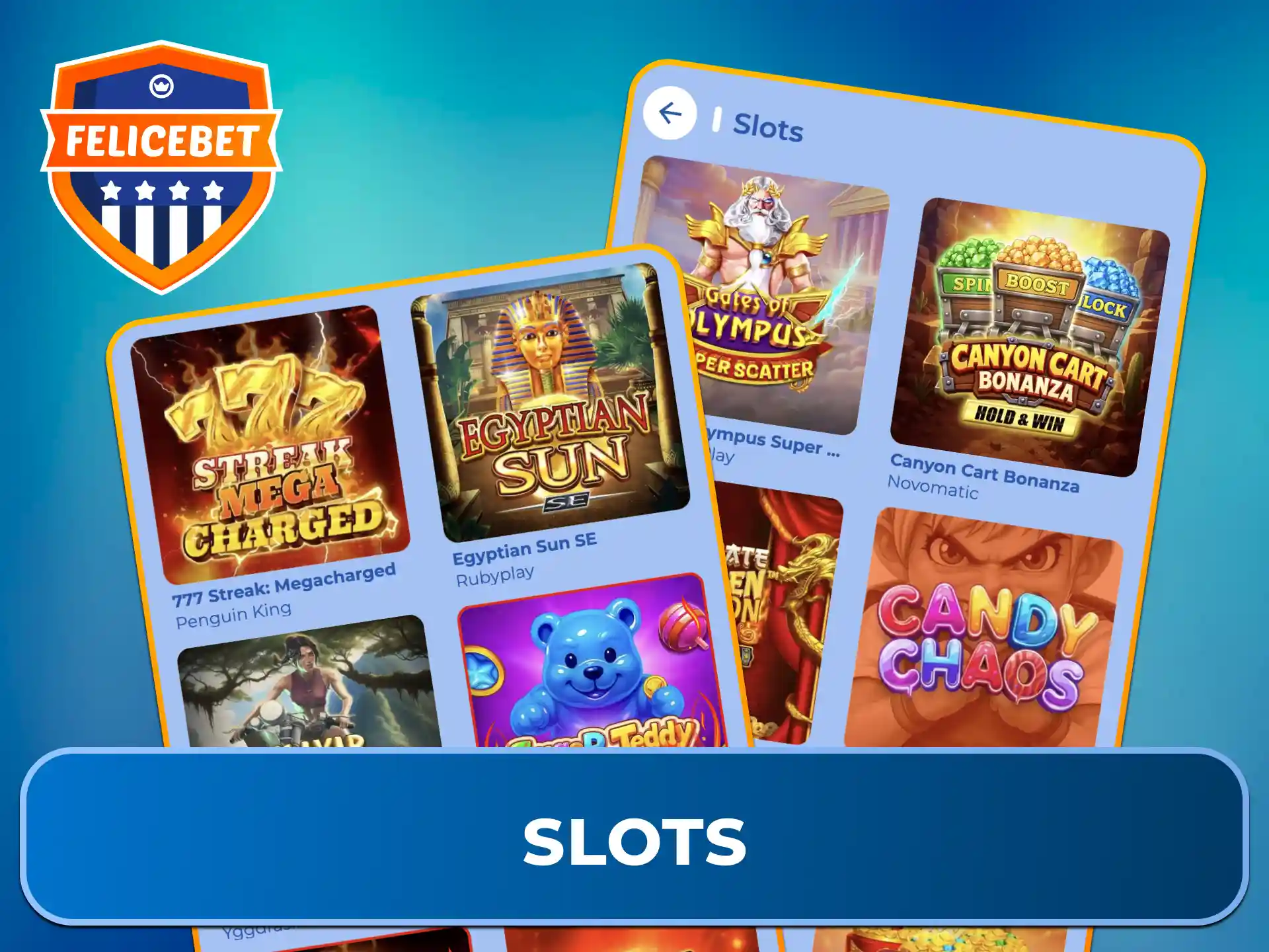 Spiele abwechslungsreiche Slots direkt auf Deinem Mobilgerät in der Felicebet App.