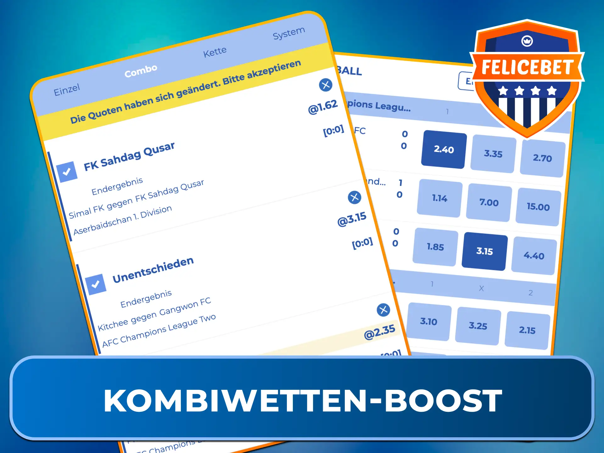 Erhöhe Deine Gewinne bei Mehrfachwetten mit dem Kombiwetten-Boost im Felicebet Casino.
