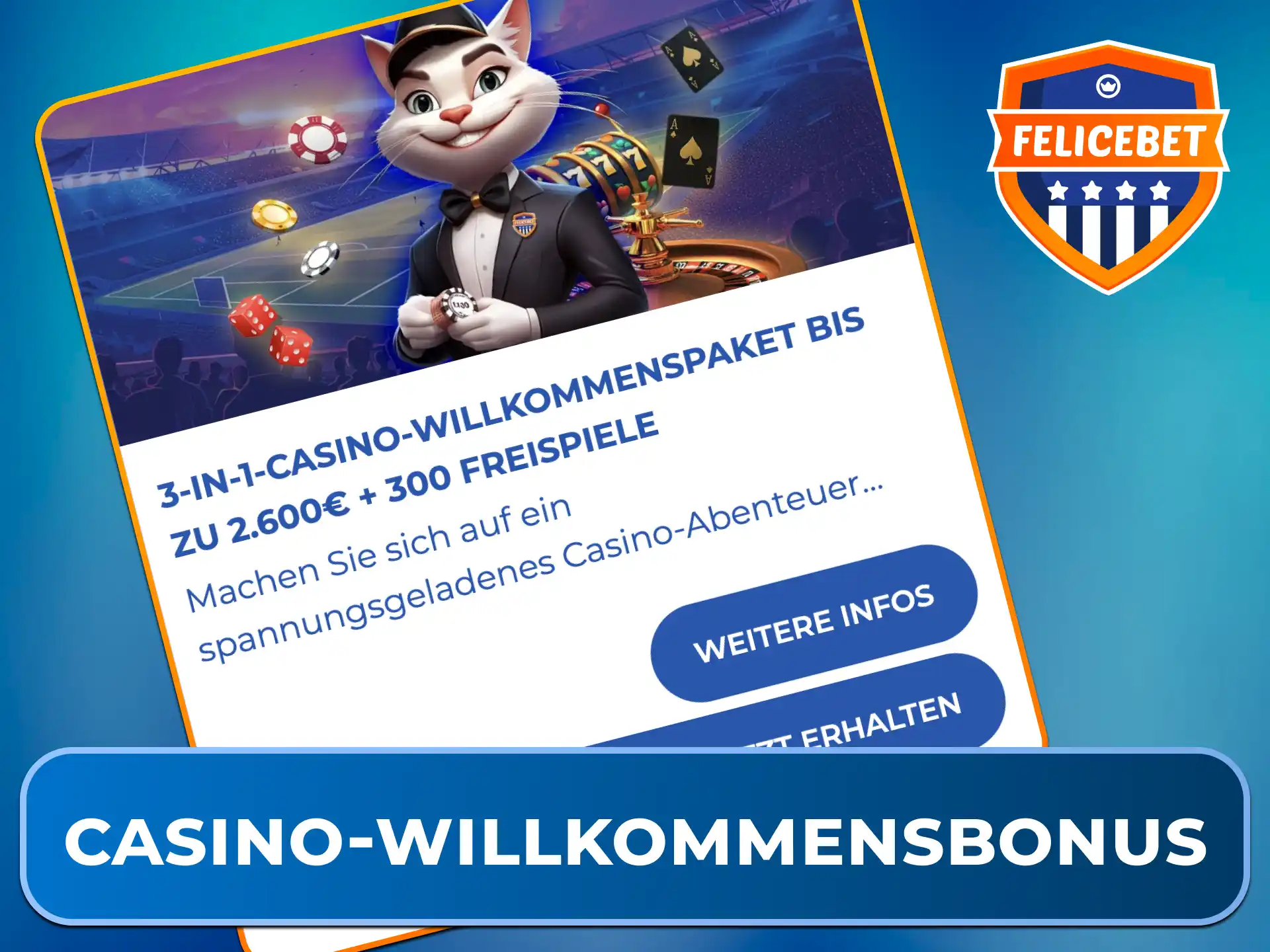 Sichere Dir das Bonusguthaben mit dem Casino-Willkommensbonus bei Felicebet Deutschland.