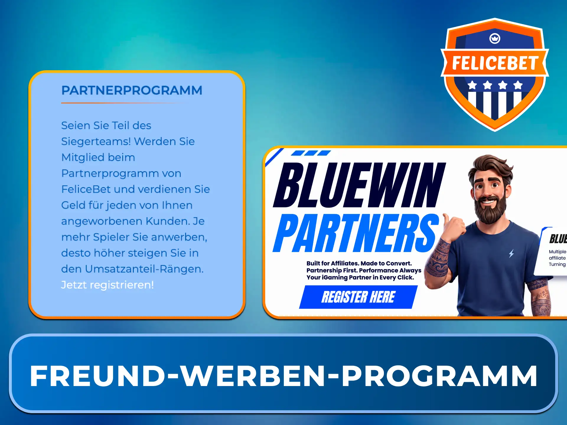 Empfehle die Plattform weiter und kassiere Prämien über das Freund-werben-Programm bei Felicebet.