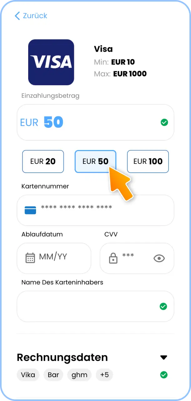 Tätige deine erste Einzahlung im Felicebet Casino.