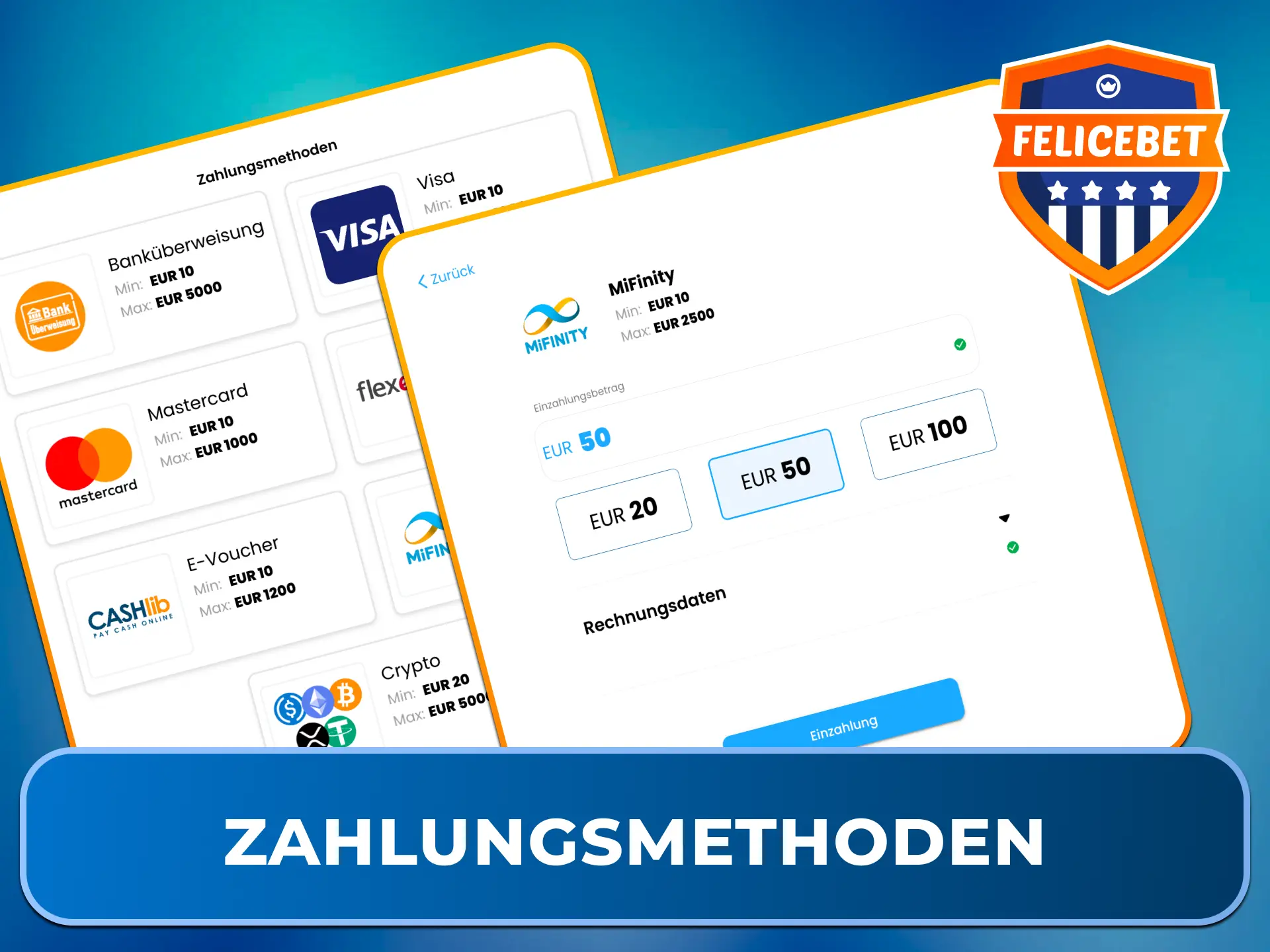 Nutze sichere und schnelle Zahlungsmethoden für Deine Einsätze bei Felicebet Crash-Spiele.