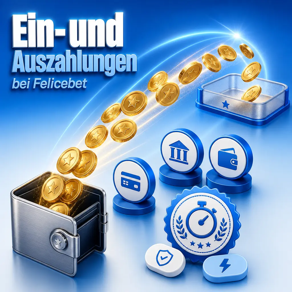 Ein- und Auszahlungen bei Felicebet: Sofortüberweisung, SEPA, Paysafecard, Visa, Mastercard, Skrill und Neteller im Überblick.
