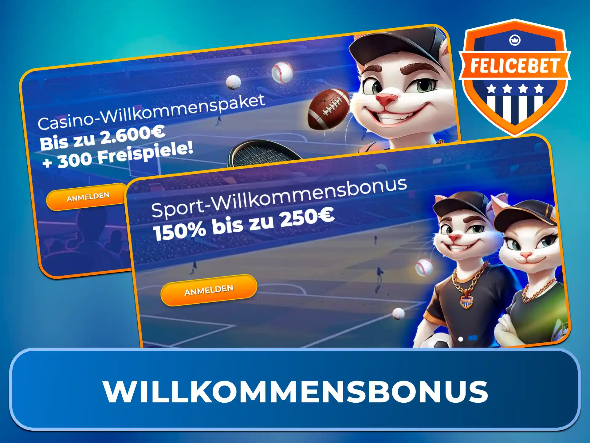 Aktiviere den lukrativen Willkommensbonus für Deine Fußballwetten im Felicebet Sportwettenbereich.