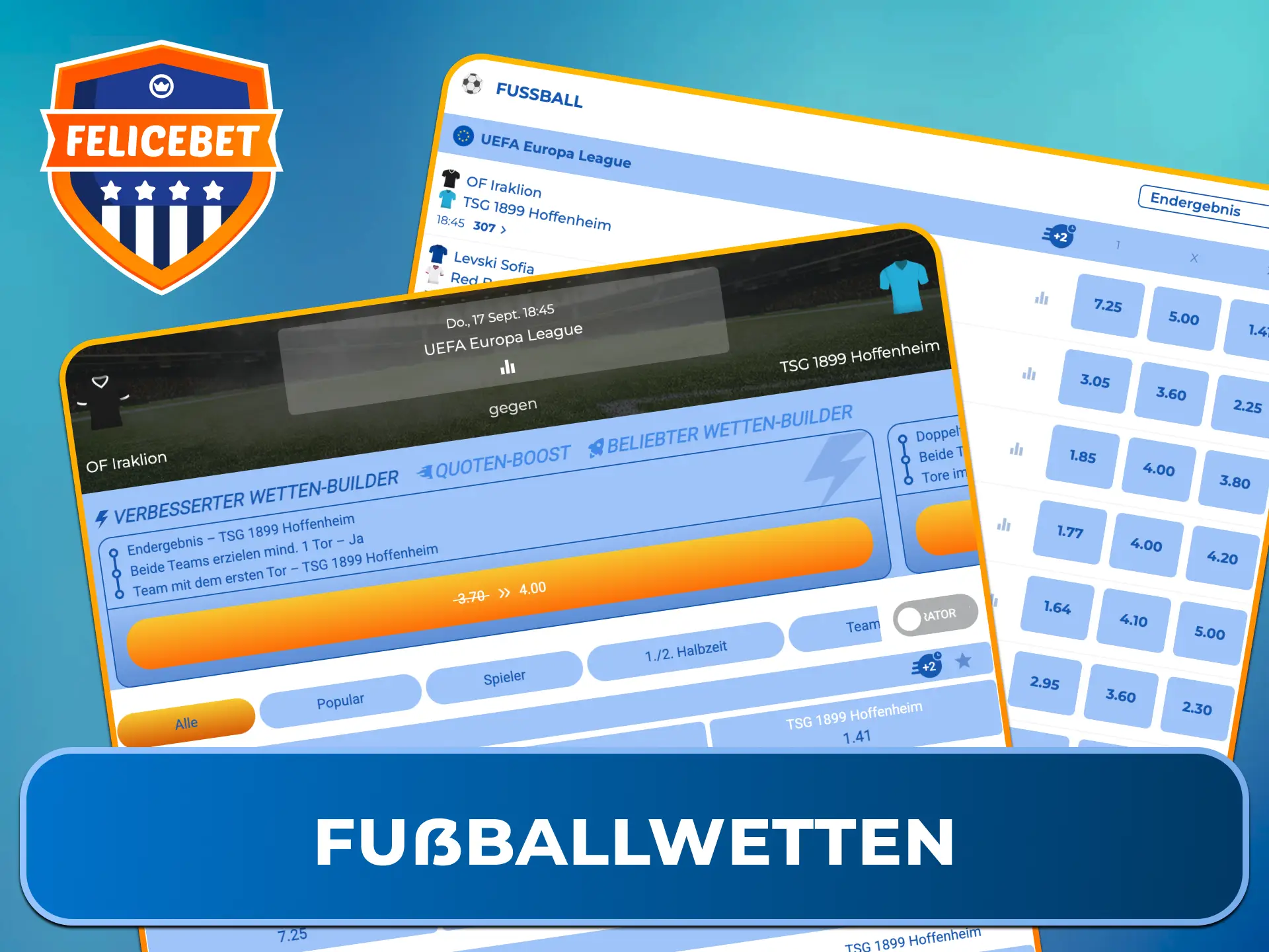 Platziere profitable Fußballwetten auf Top-Ligen im Felicebet Casino Deutschland.