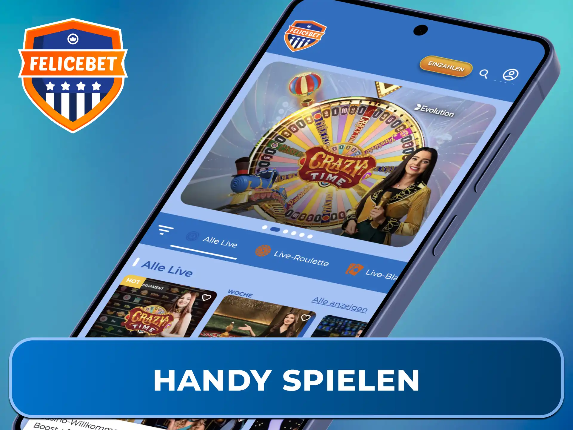 Genieße echte Casino-Atmosphäre unterwegs auf Deinem Smartphone im Felicebet Live Casino.