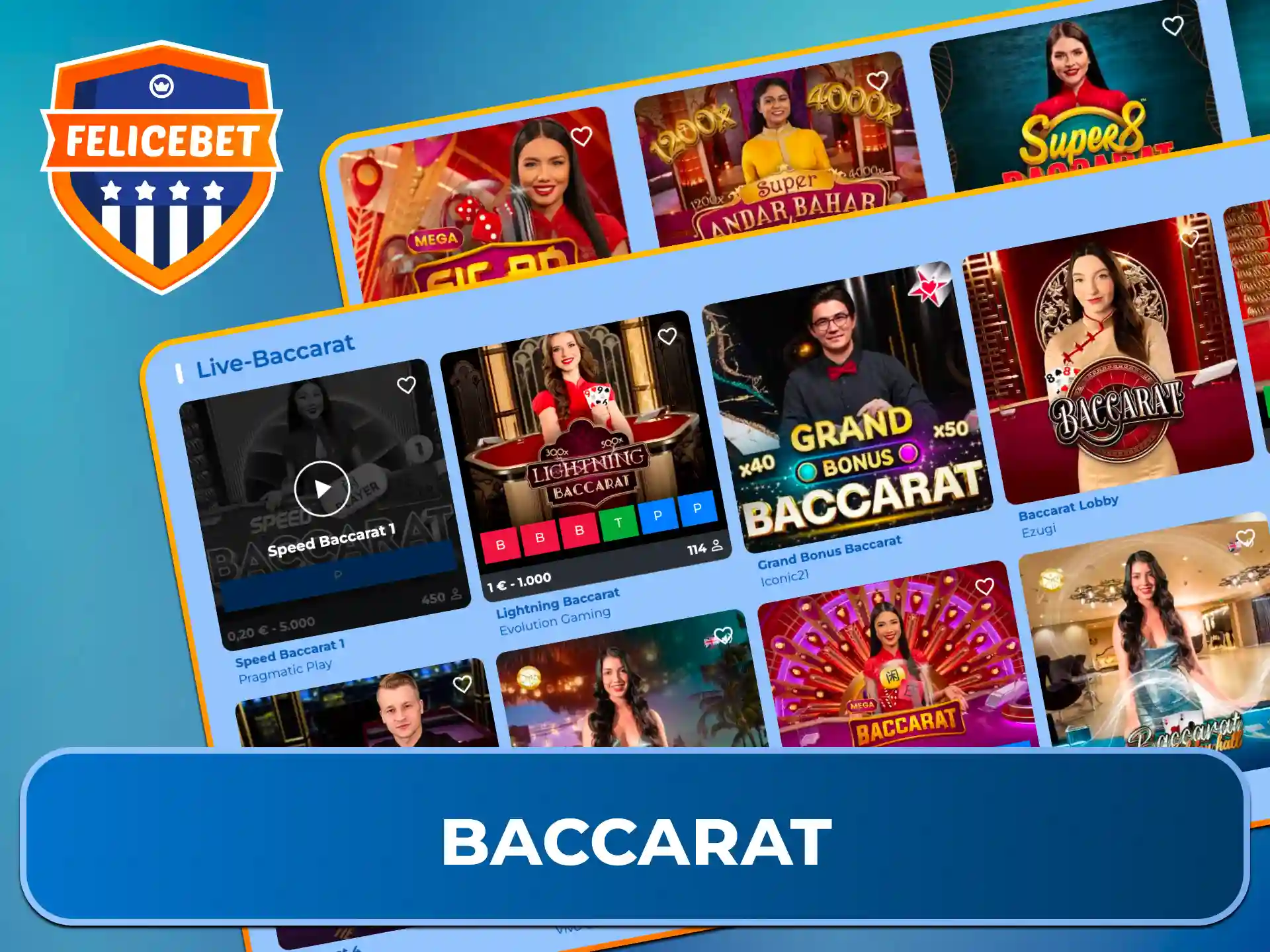 Erlebe zeitlose Eleganz und schnelle Runden beim Baccarat im Felicebet Live Casino.