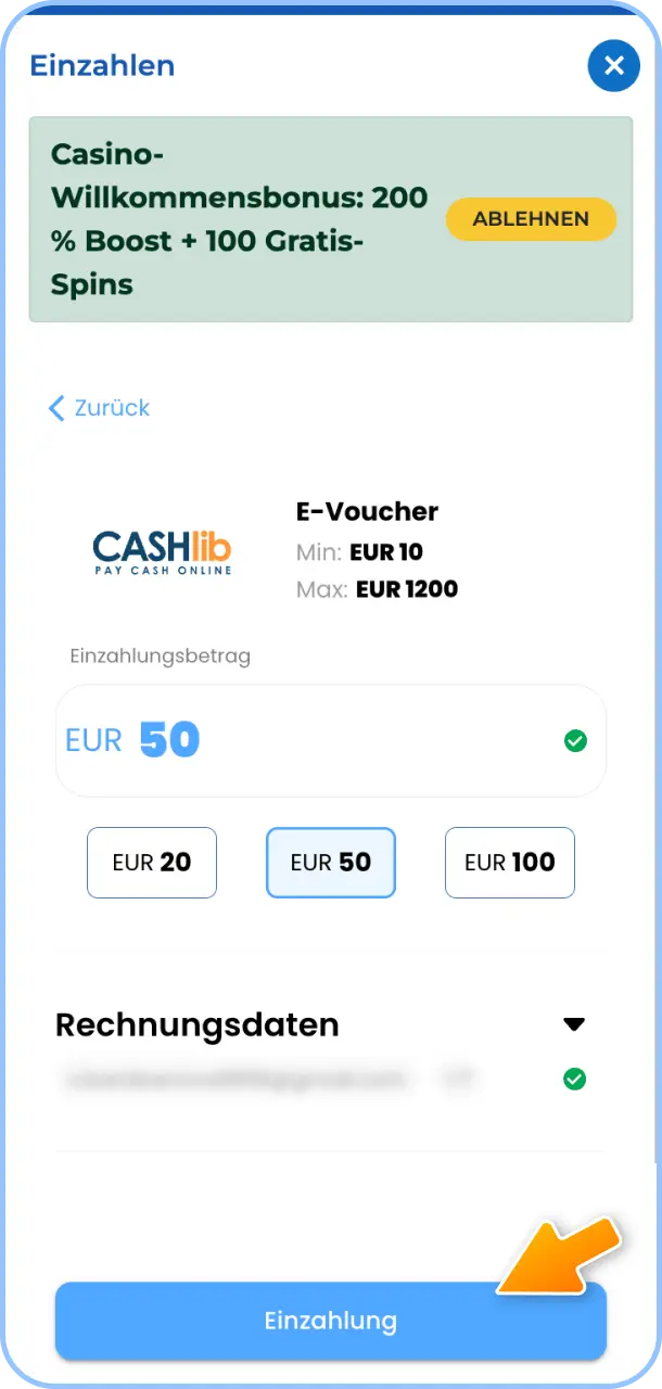 Tätige Deine erste Einzahlung für Spiele im Felicebet Live Casino.
