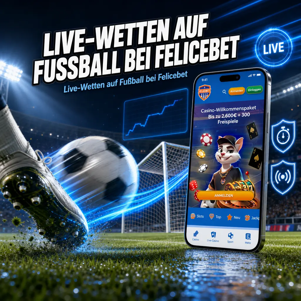 Live-Wetten auf Fußball bei Felicebet mit aktuellen Quoten, Match-Tracker und Cash-Out-Funktion während des Spiels