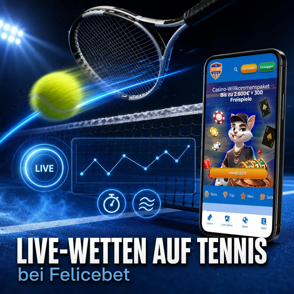 Live-Wetten auf Tennis bei Felicebet mit aktuellen Quoten, Live-Score, Satzverlauf und Cash-Out-Funktion im Wettschein