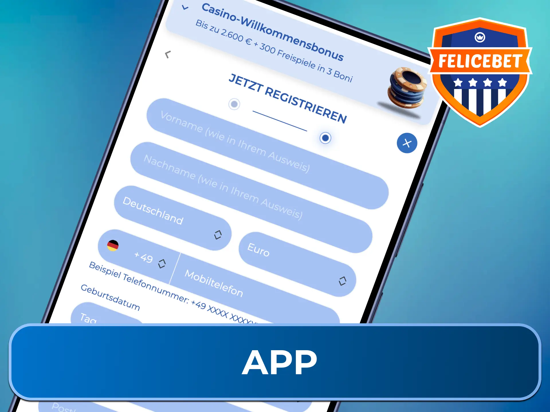 Registriere Dich direkt über die Felicebet App und genieße vollste Flexibilität auf Deinem Smartphone.