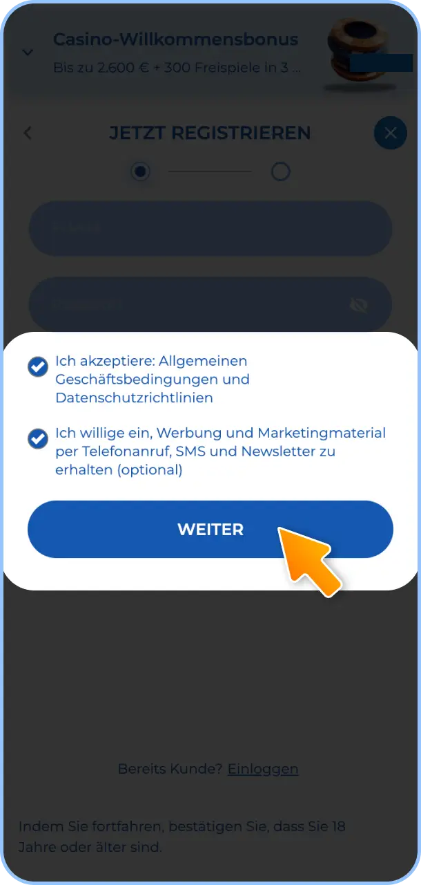 Bestätige die Registrierung und aktiviere Dein Felicebet Konto über den gesendeten Verifizierungslink oder Code.