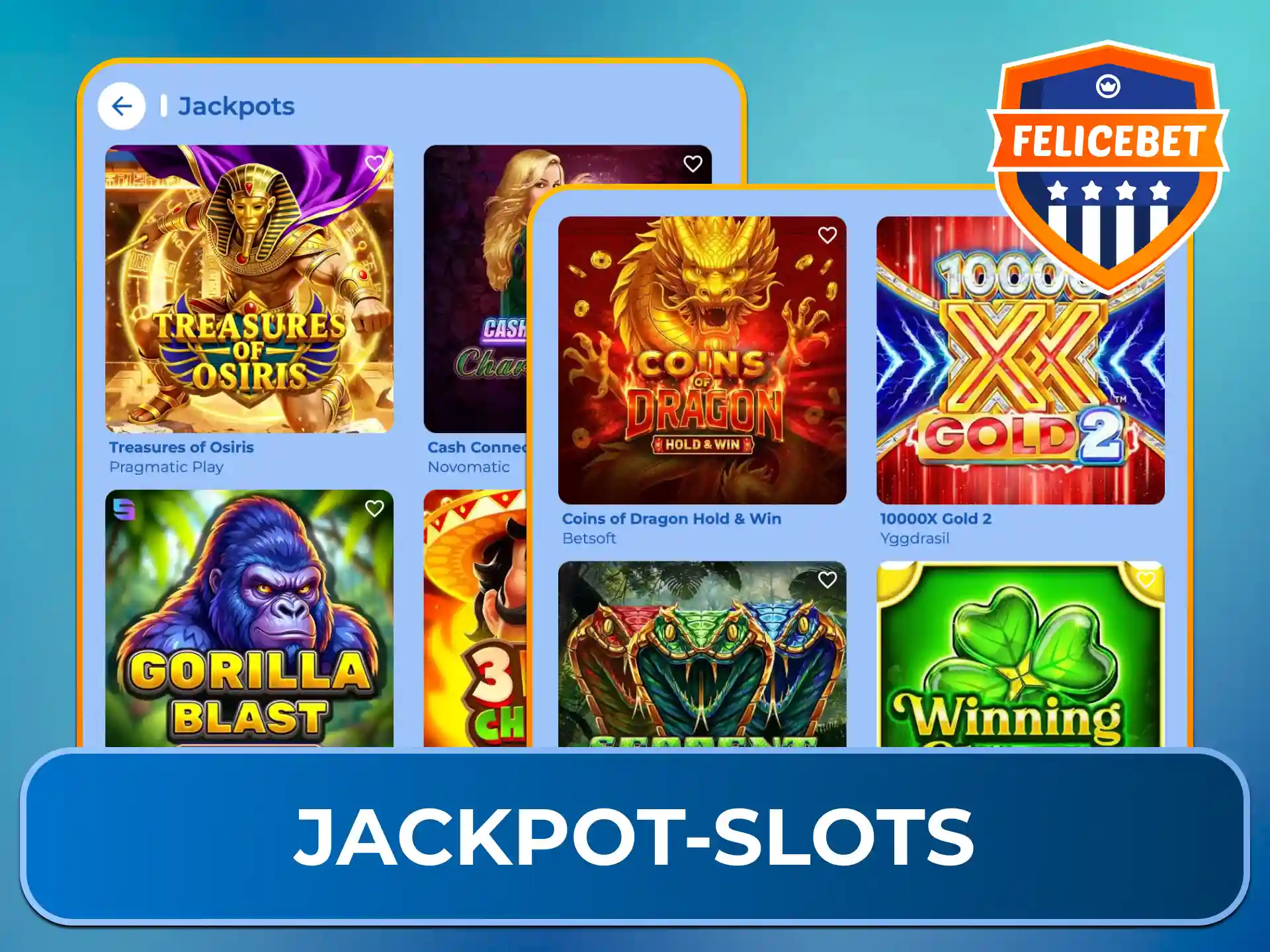 Jagd nach riesigen Gewinnen und progressiven Preisen bei den Jackpot-Slots von Felicebet.
