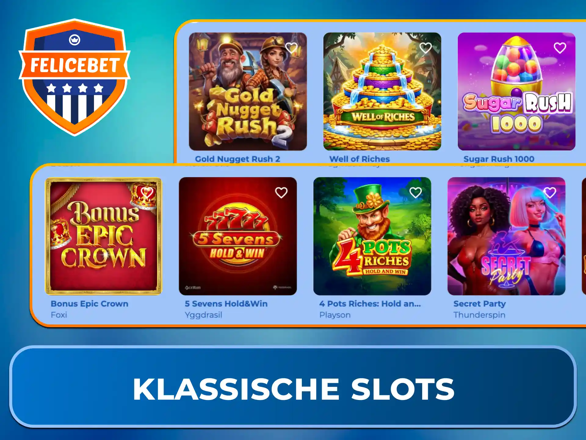 Setze auf zeitlosen Spielspaß mit Früchten und Siebenen bei den klassischen Slots bei Felicebet.
