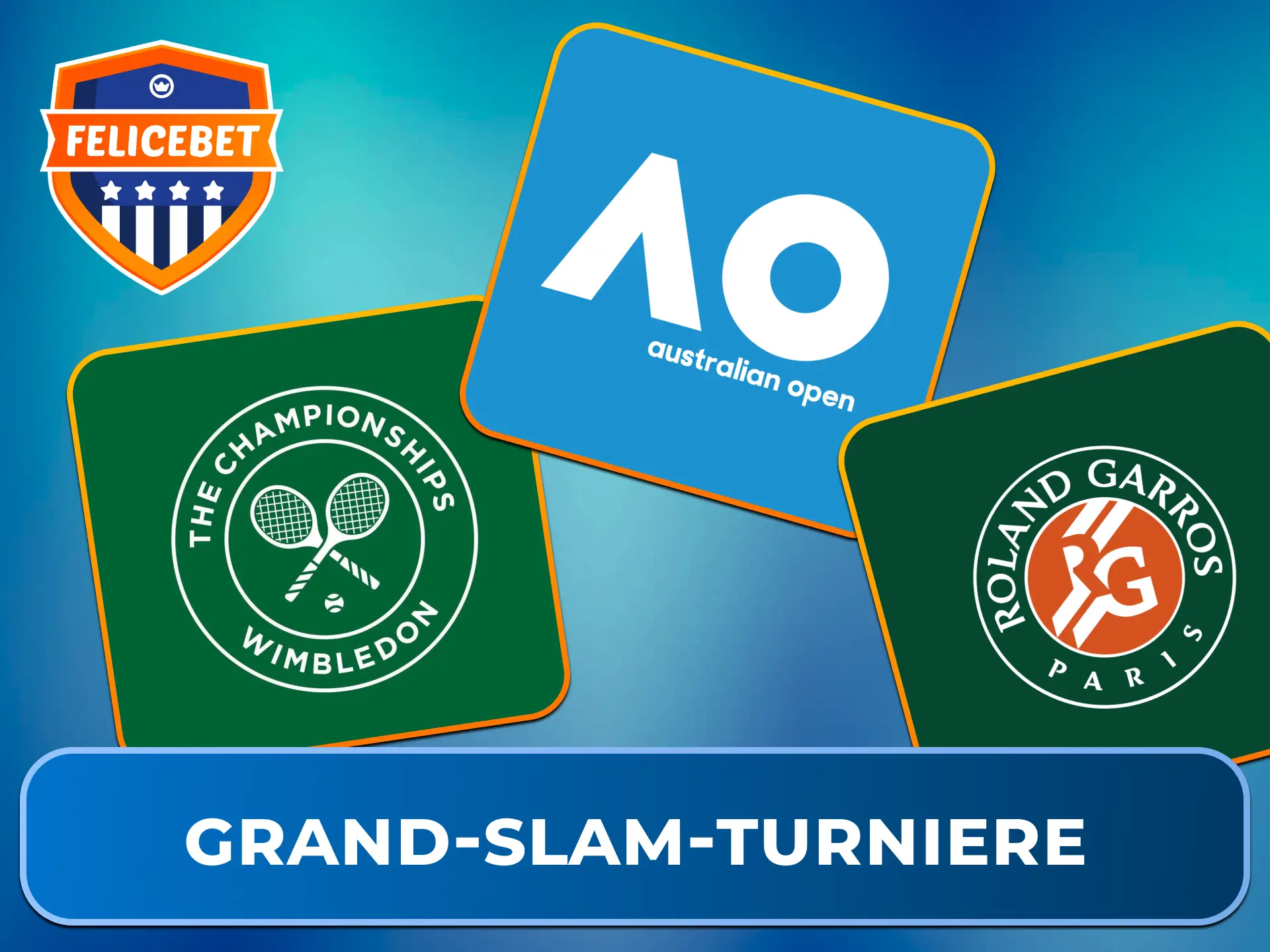 Wette auf die hochkarätigen Matches der vier Grand-Slam-Turniere im Felicebet Sportwetten-Bereich.