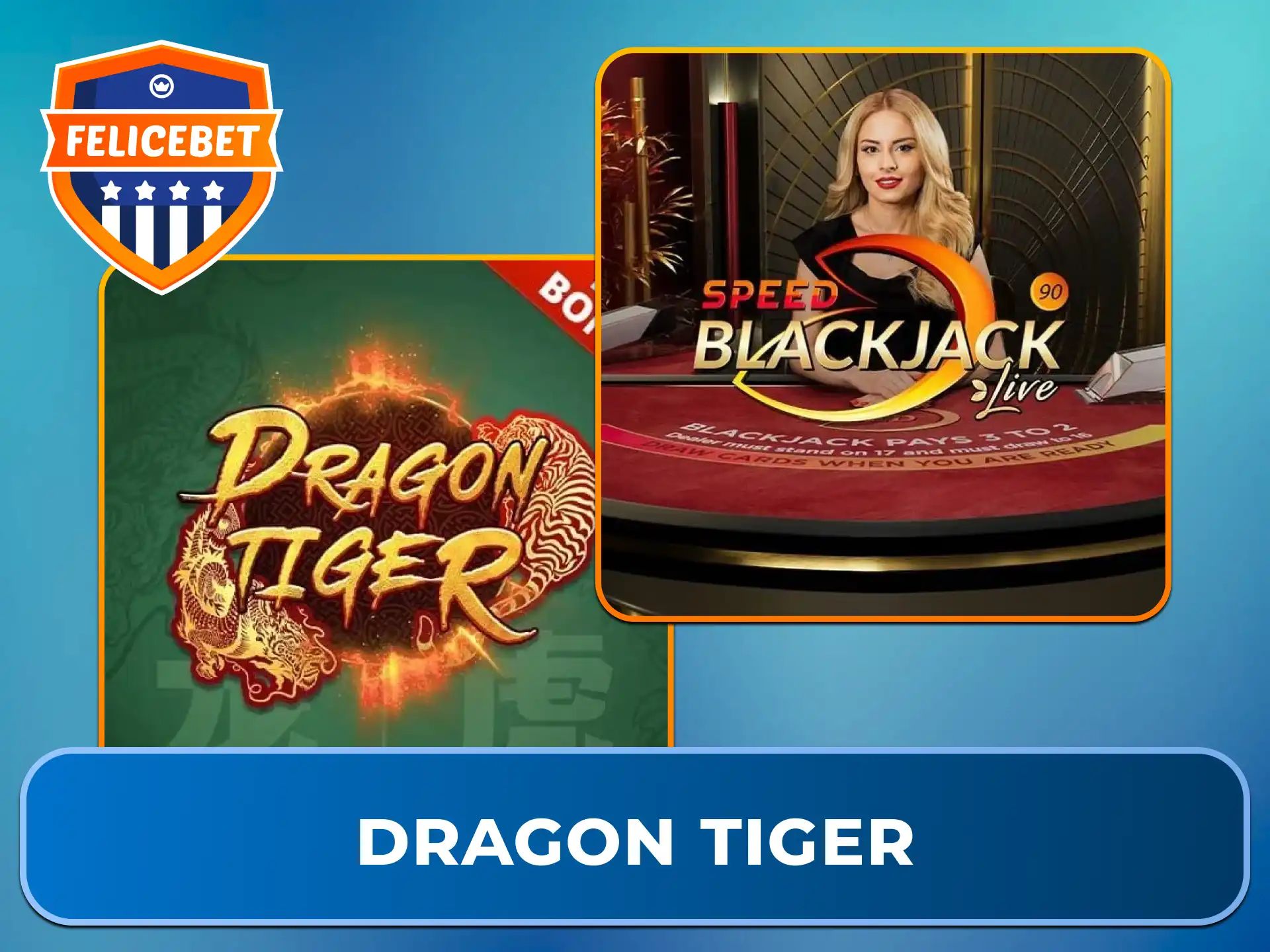 Genieße blitzschnelle Spielrunden und einfache Regeln im asiatischen Favoriten Dragon Tiger bei Felicebet.