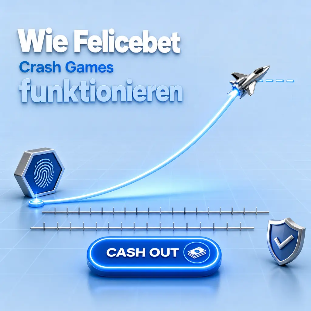 Felicebet Crash Game: Multiplikator steigt von 1,00x bis zum zufälligen Crash-Punkt, Auszahlung per Auscashen