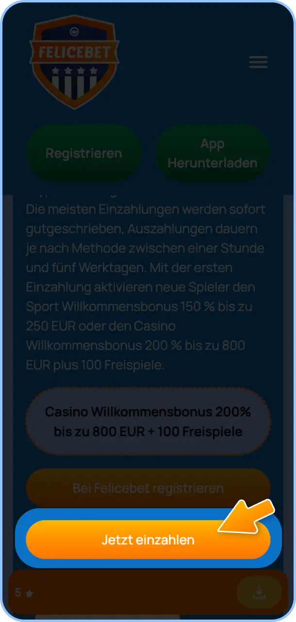 Melde Dich an und öffne den Auszahlungsbereich in Deinem Kontomenü bei Felicebet.