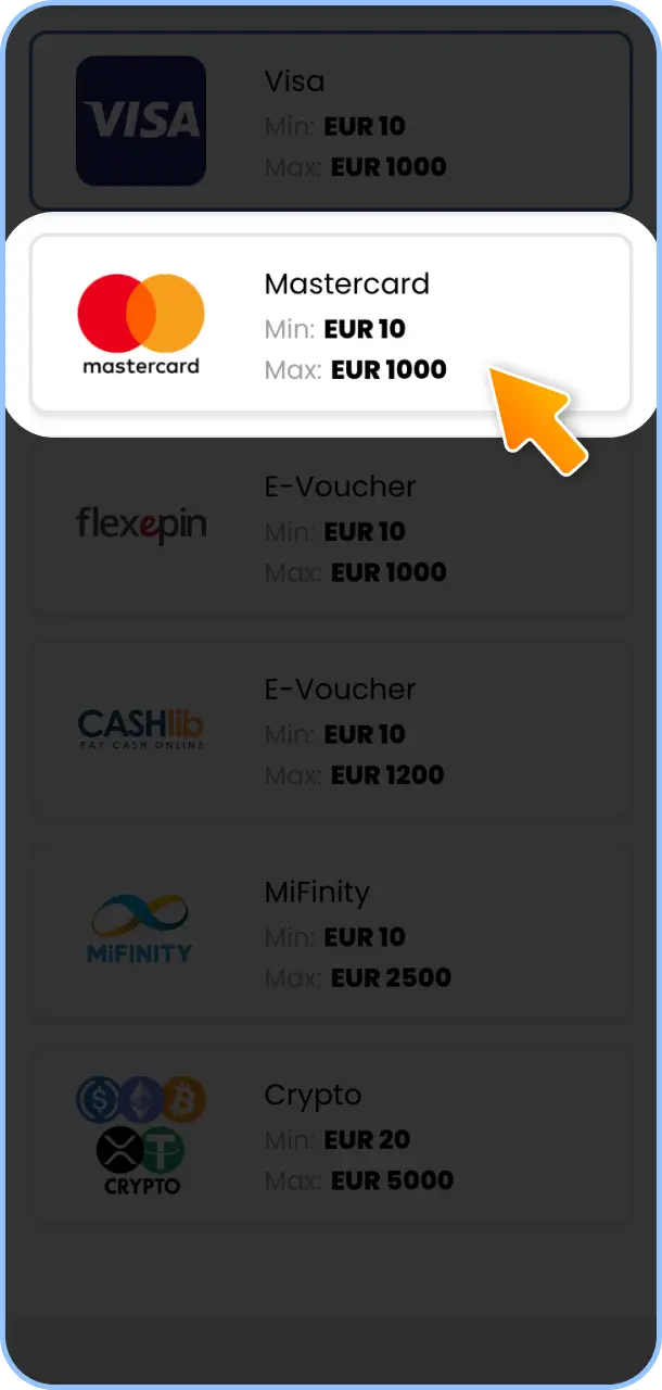 Melde Dich an und öffne den Auszahlungsbereich in Deinem Kontomenü bei Felicebet.