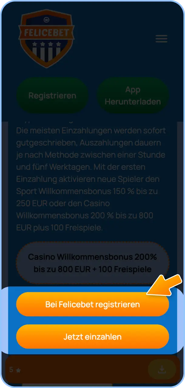 Melde Dich in Deinem Spielerkonto an und navigiere direkt zur Kasse bei Felicebet.